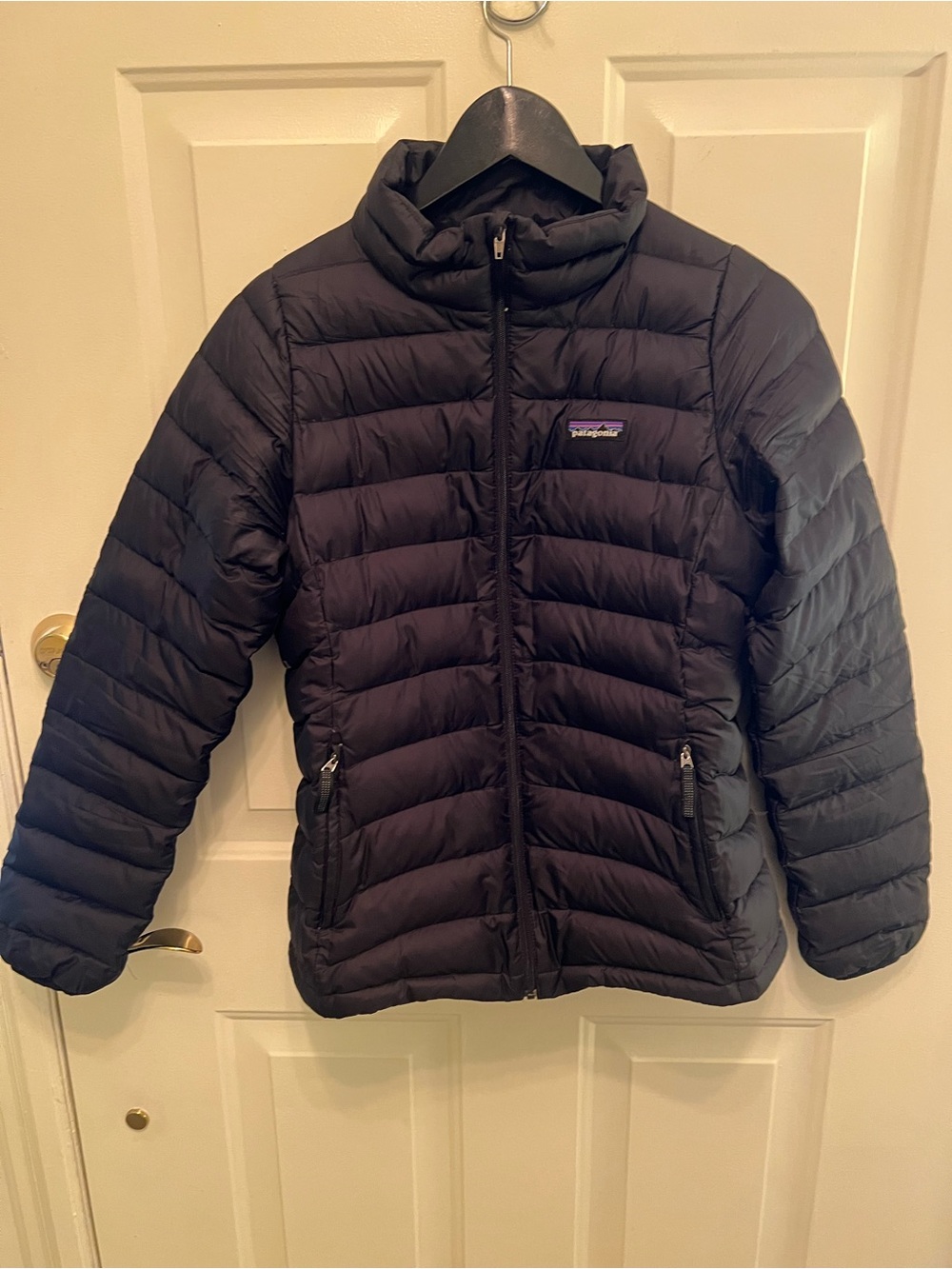 Patagonia Kids Black Puffer Jacket XL 14 Full Zip Down Insulated Zipped Pockets